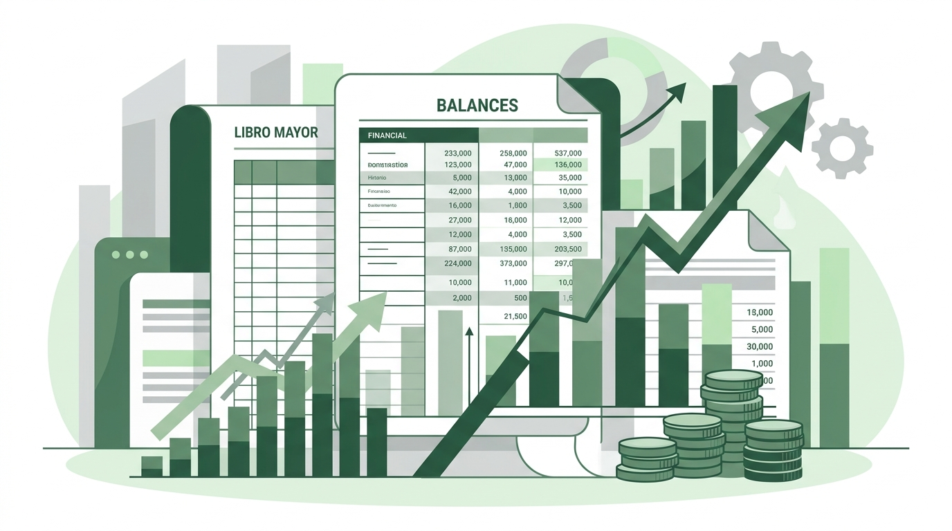 Ilustración de contabilidad e informes financieros