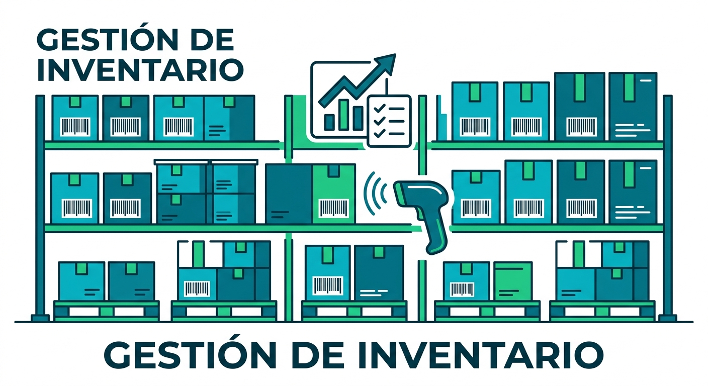 Ilustración de gestión de inventario y almacén